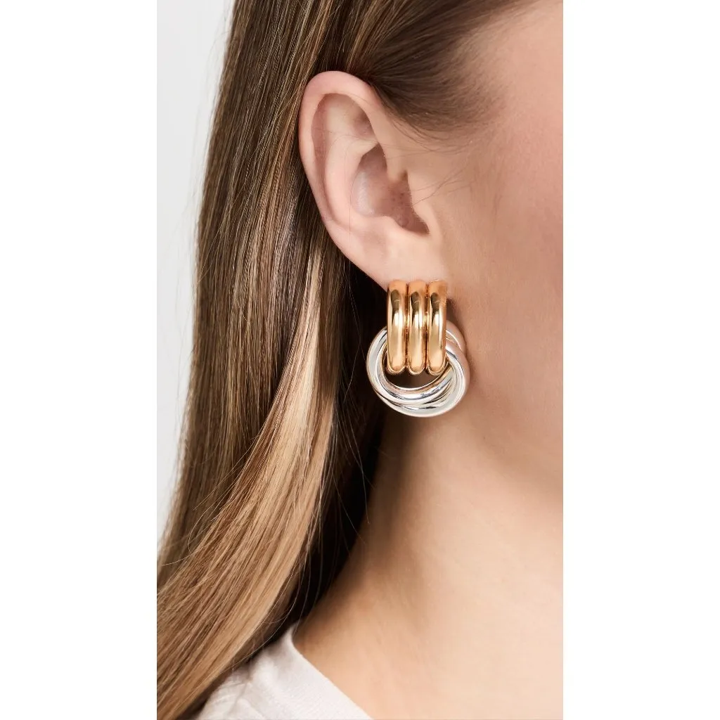 Heaven Mayhem Double Knot Earrings in Mixed Metal One Size Womens Jewelry Silver - Image 5