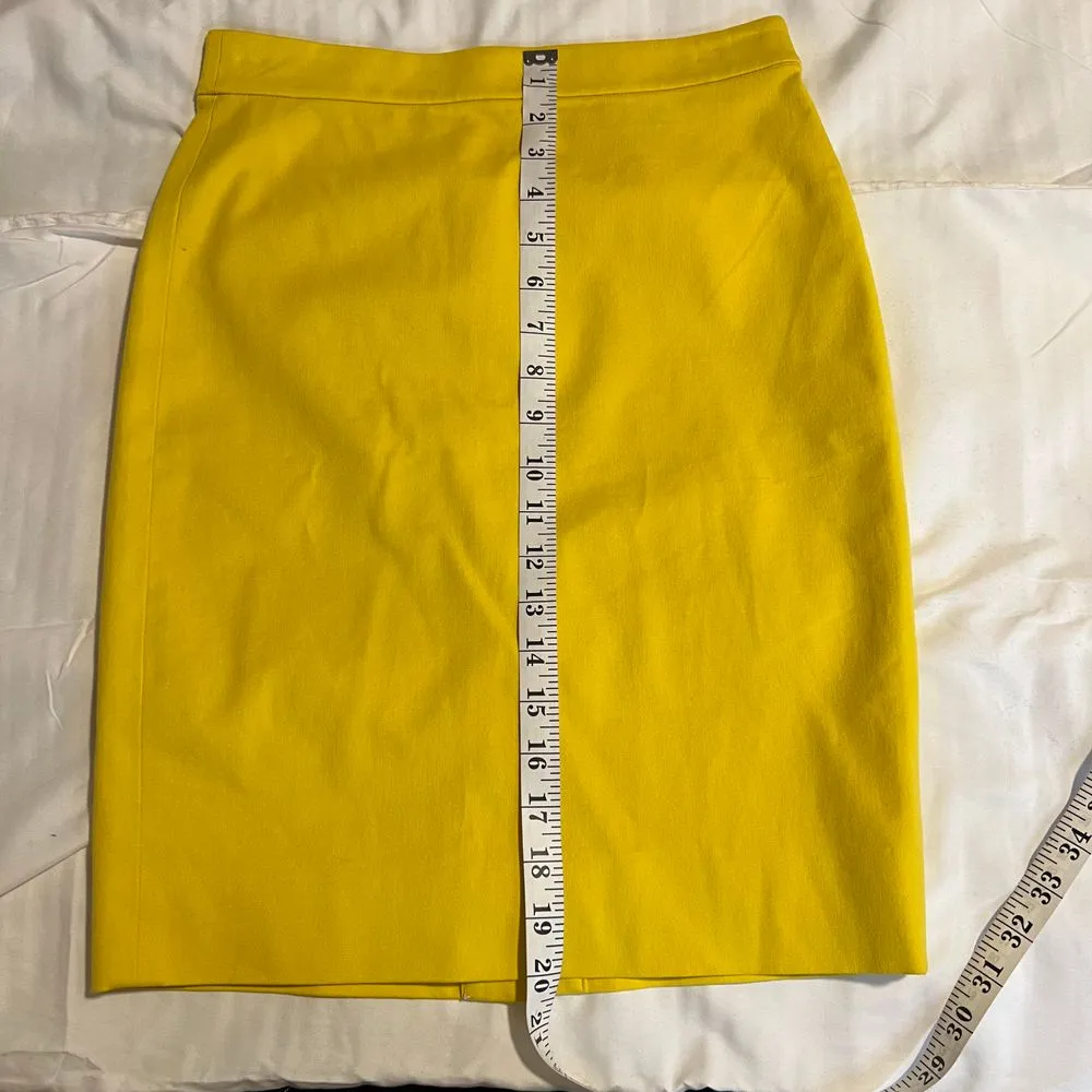 J.Crew Yellow Pencil Skirt Classic High-Waisted Office Wear‎ Professional-SZ 00P - Image 5