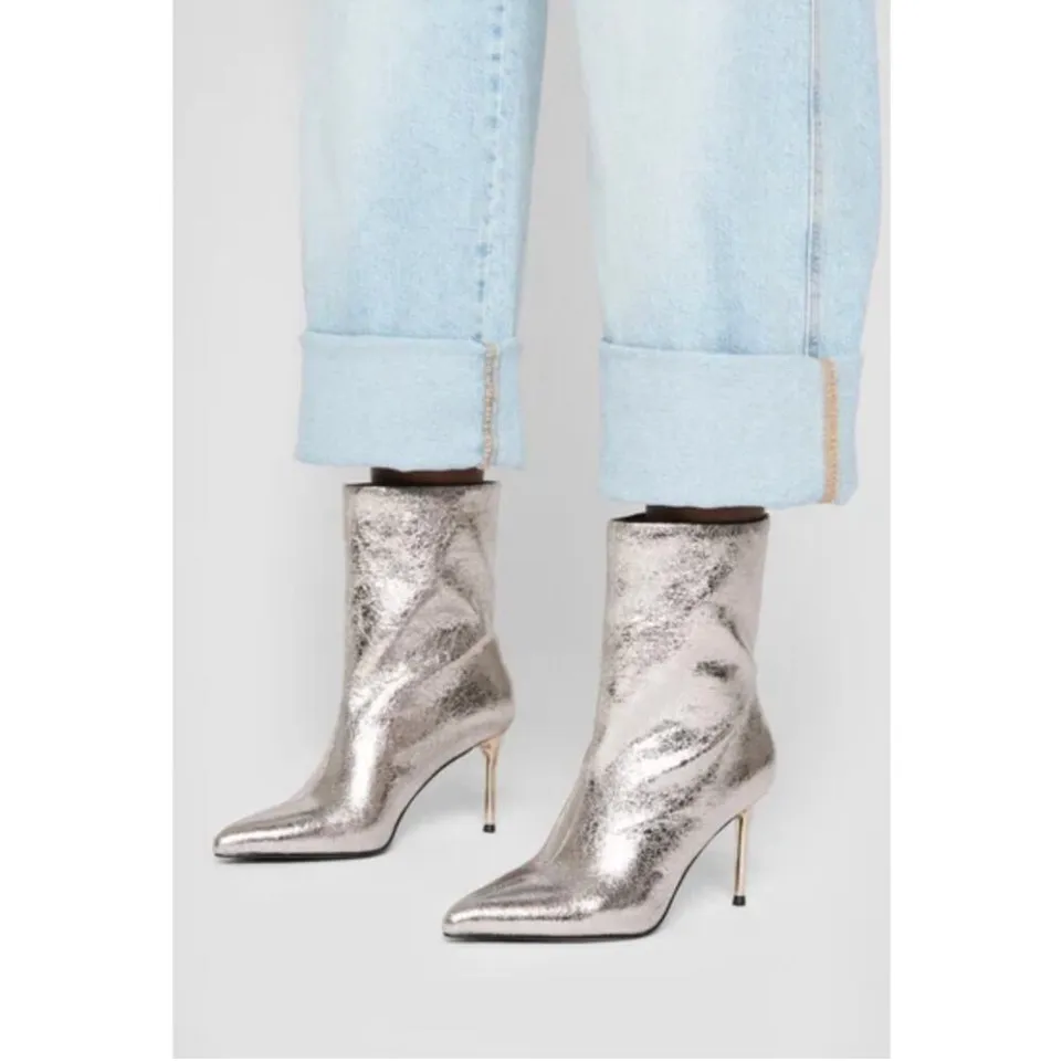 New! All Saints AllSaints‎ Orlana Leather Shimmer Silver Boots Sz US 8 $349 - Image 2