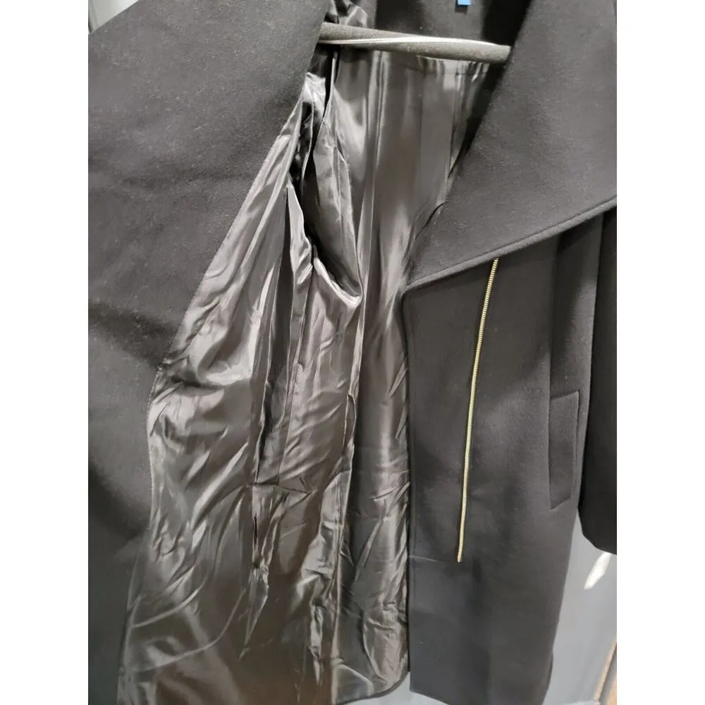 NWT $500 Cole Haan Wool Blend Full Zip Collar Coat Women's 10 Black C4 - Image 11