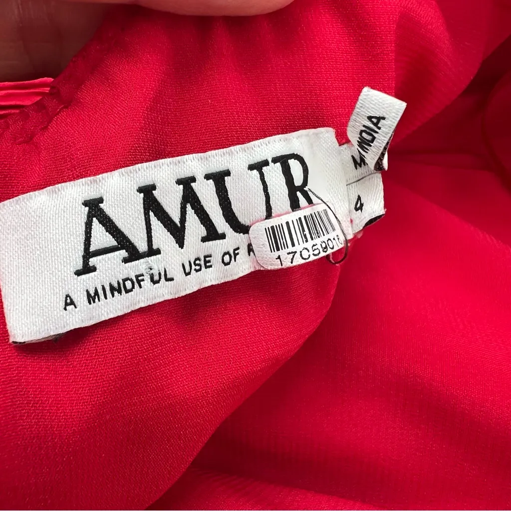 AMUR Cherry Drop Waist Midi Dress in Red Size 4 - Image 10