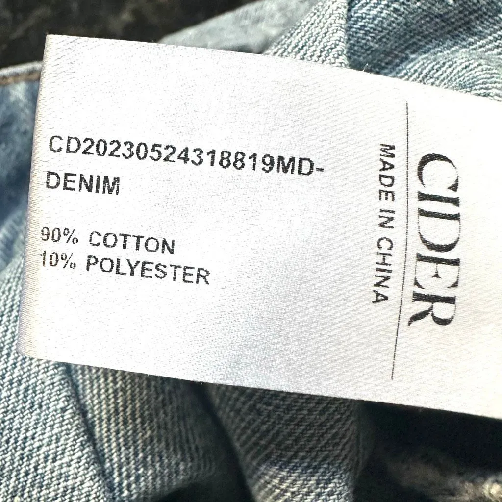 Cider Denim Pleated Mini Skirt • High Waist • Raw Hem - Image 6