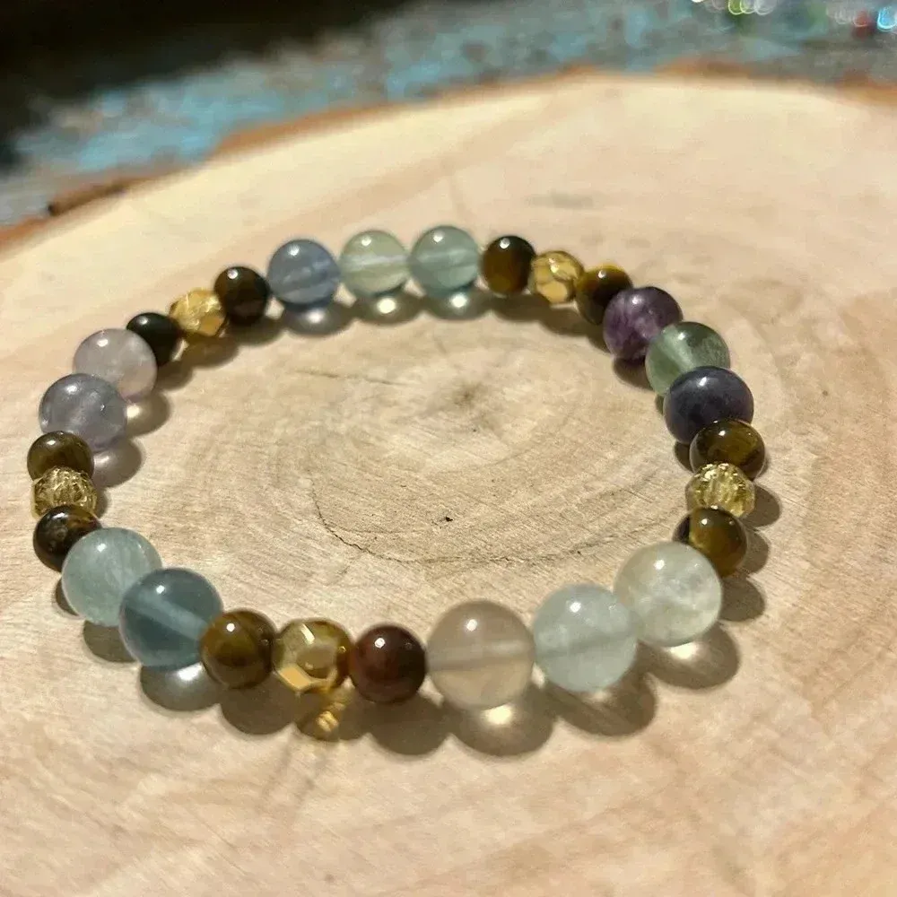 ✨ Handmade Fluorite + Tiger’s Eye + Hematite Crystal Bracelet ✨ - Image 2