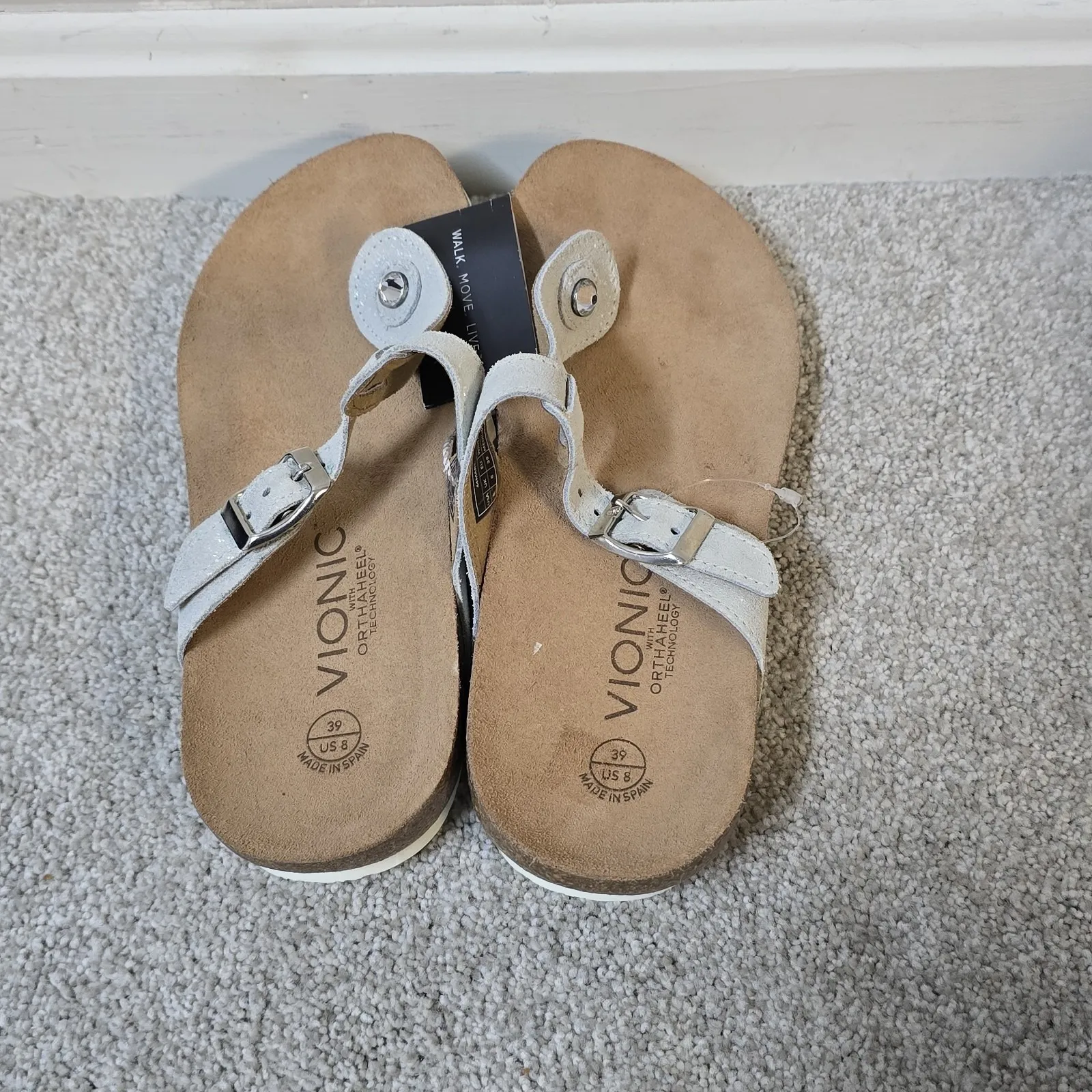 Vionic Mary Metallic Silver Bling Thong Sandal Women US 8 M Orthaheel Orthopedic - Image 3