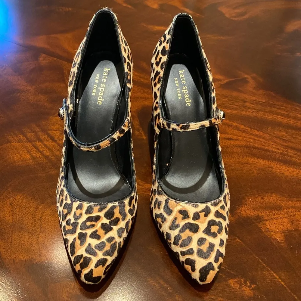 Kate Spade Maren Lovely Leopard Print Pumps Leather Mary Jane Sz 7.5B - Image 3