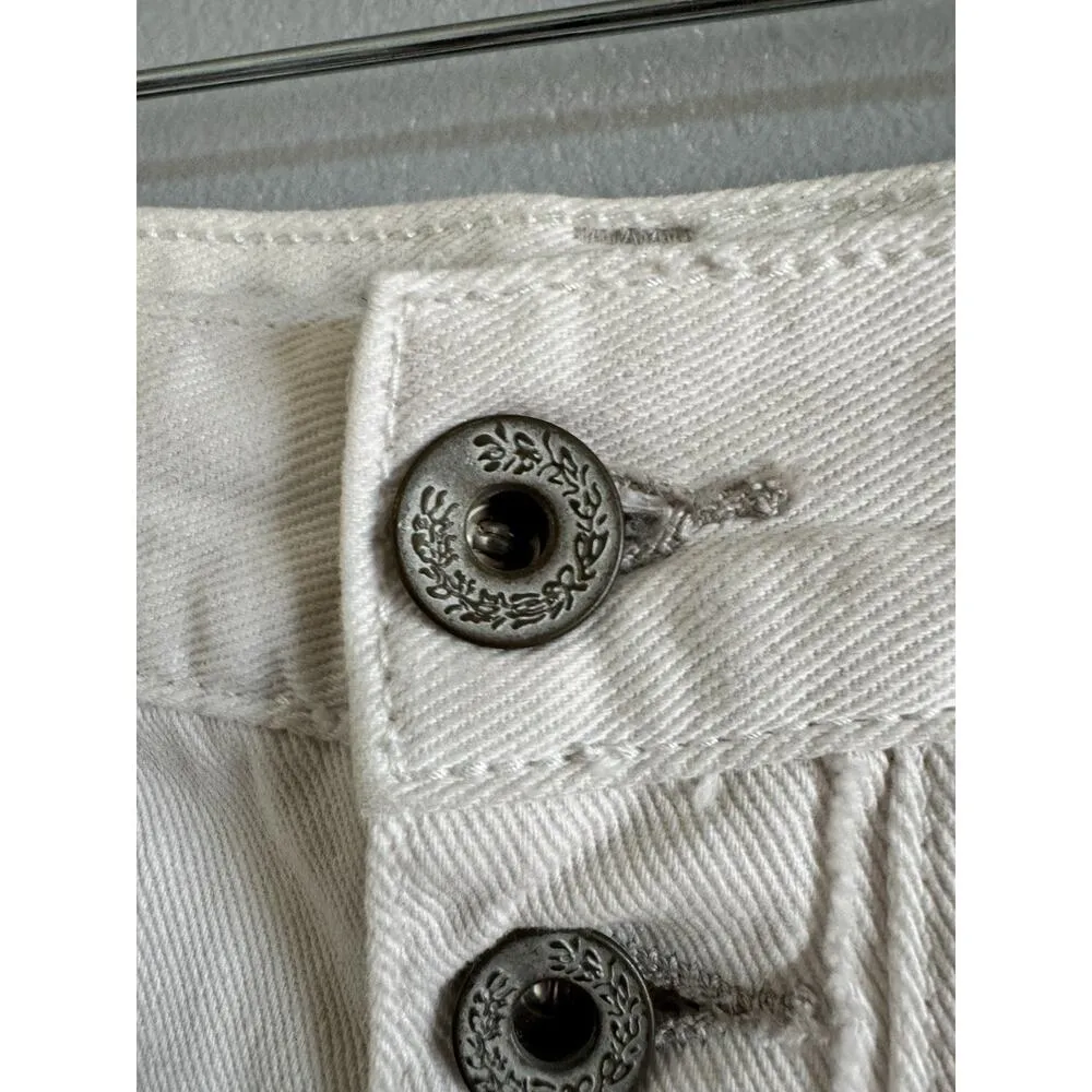 Free People Jean Shorts Ivory White Button Fly Distressed Size 29 - Image 5