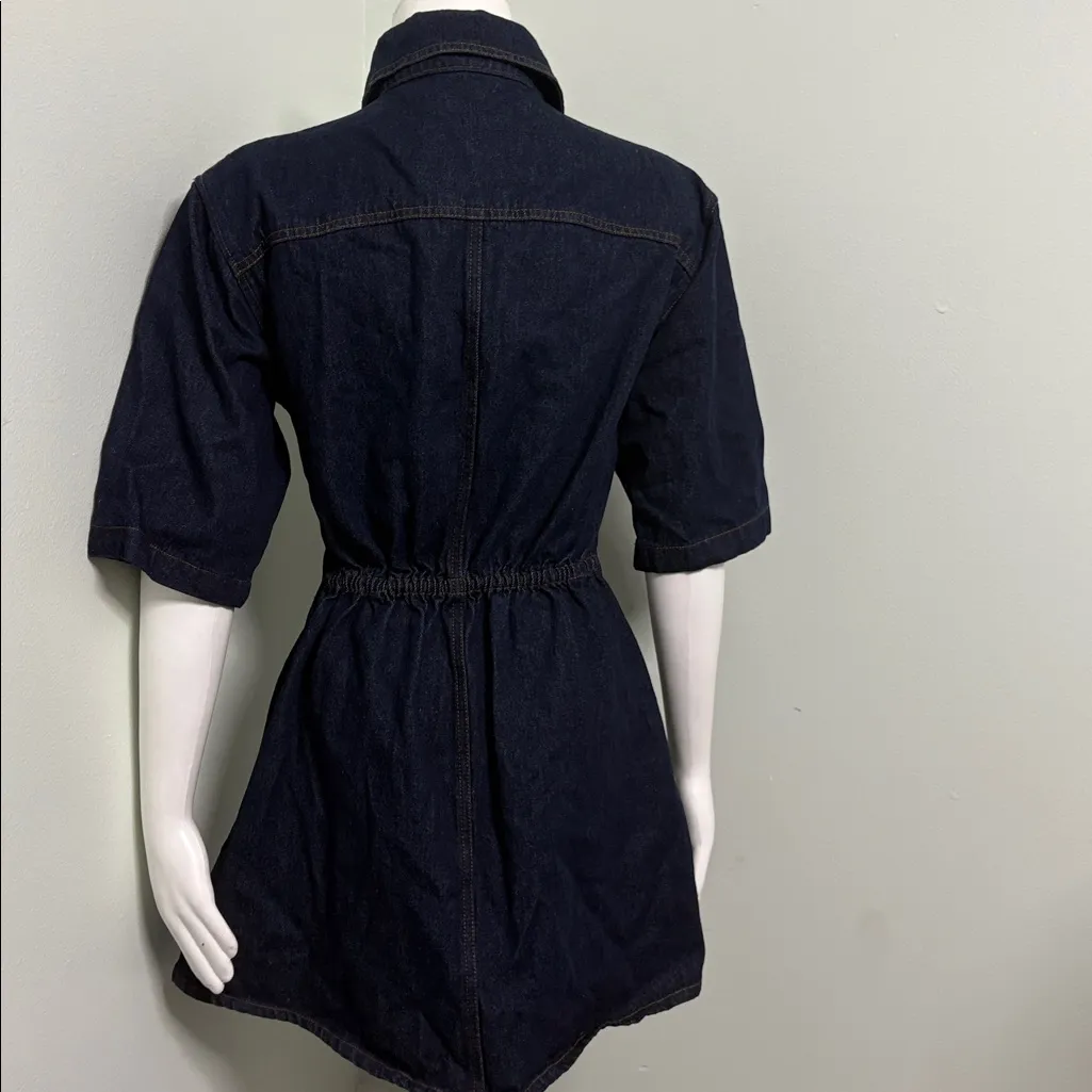 Petal & Pup Rev Mini Short Sleeve Button Denim Dress Size Small NEW - Image 10
