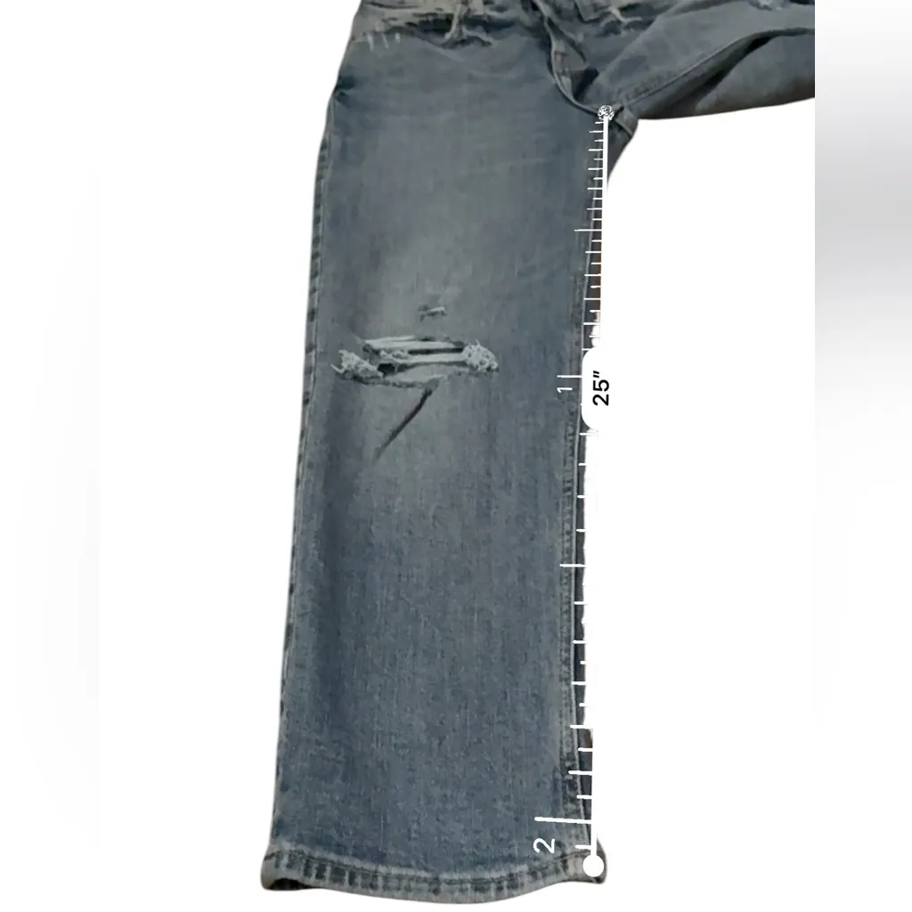 Old‎ Navy Extra High Rise Sky-Hi Straight Medium Wash Distressed Jeans Sz 0P 25" - Image 8