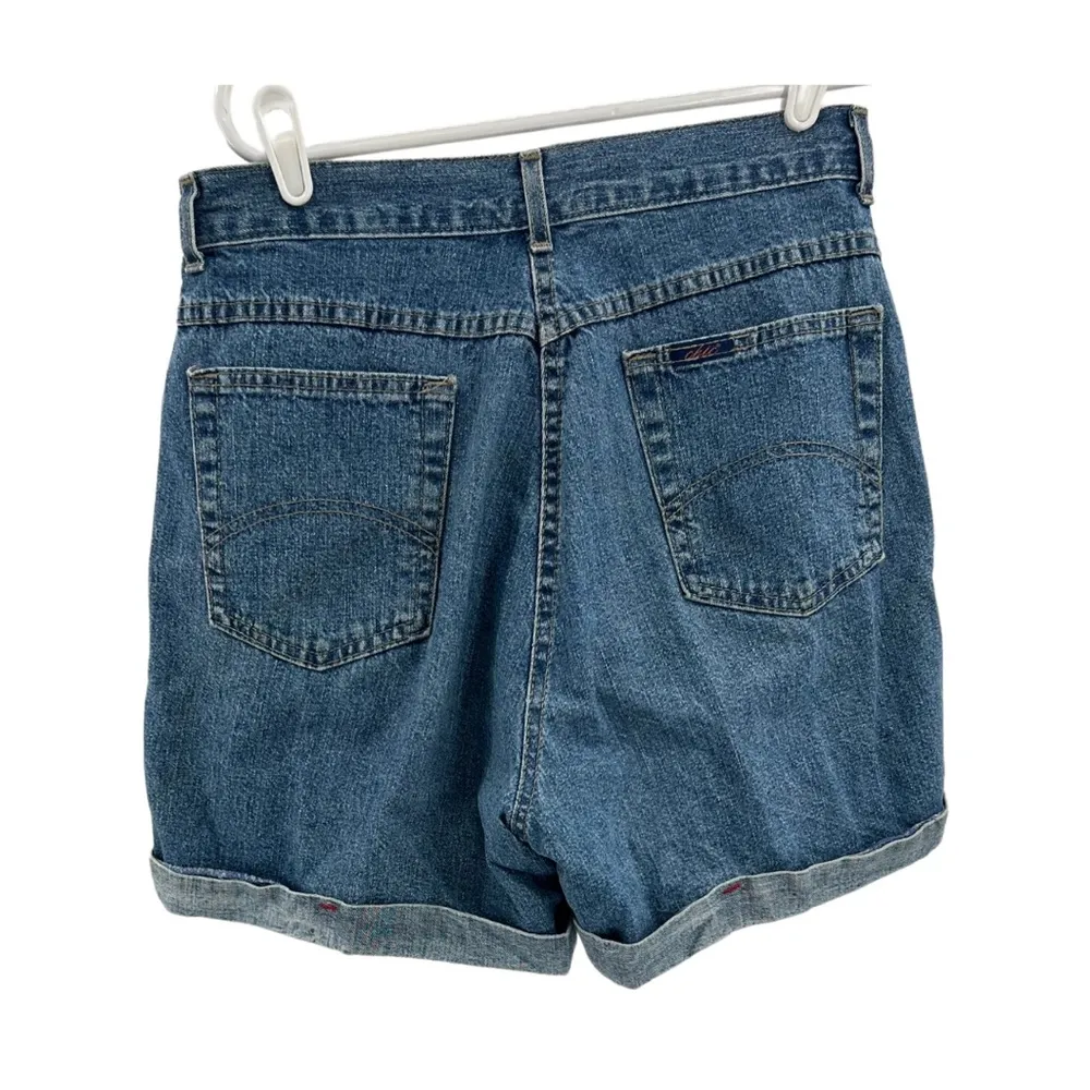Vintage Chic 10 rolled hem denim high waisted jean shorts casual retro summer Blue - Image 2