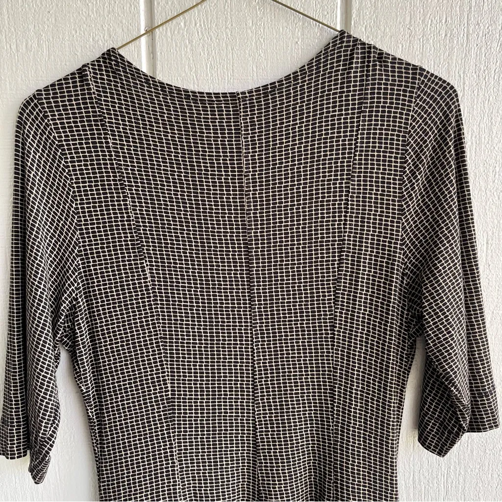 ALEMBIKA Stretch Knit Tunic Top Mini Dress Pockets Abstract Print Black Size 4 - Image 6