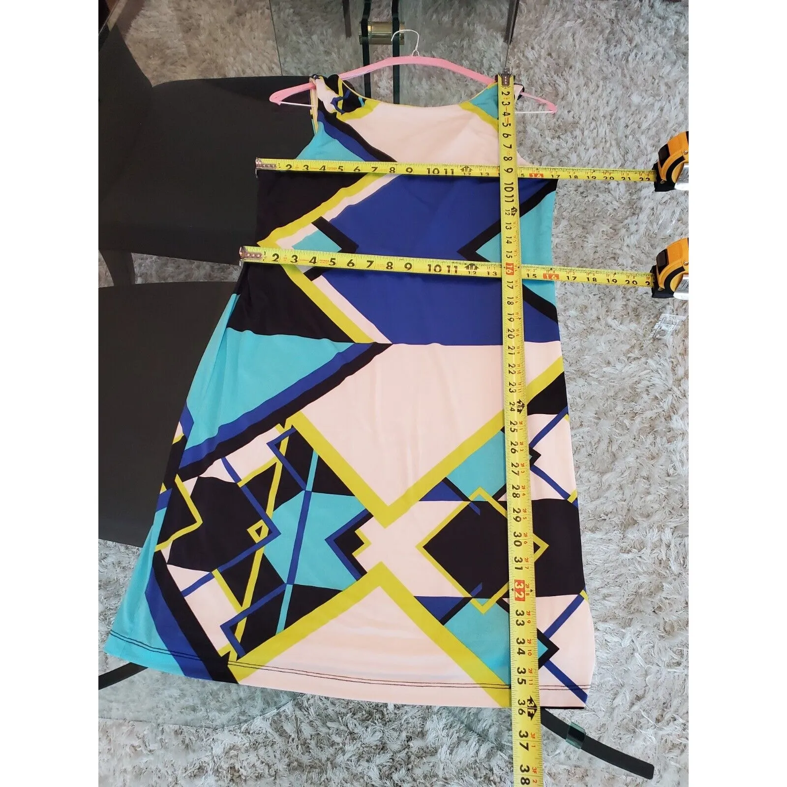 Analili Women's Multicolor Polyester Round Neck Sleeveless Knee Length Dress L - Image 7