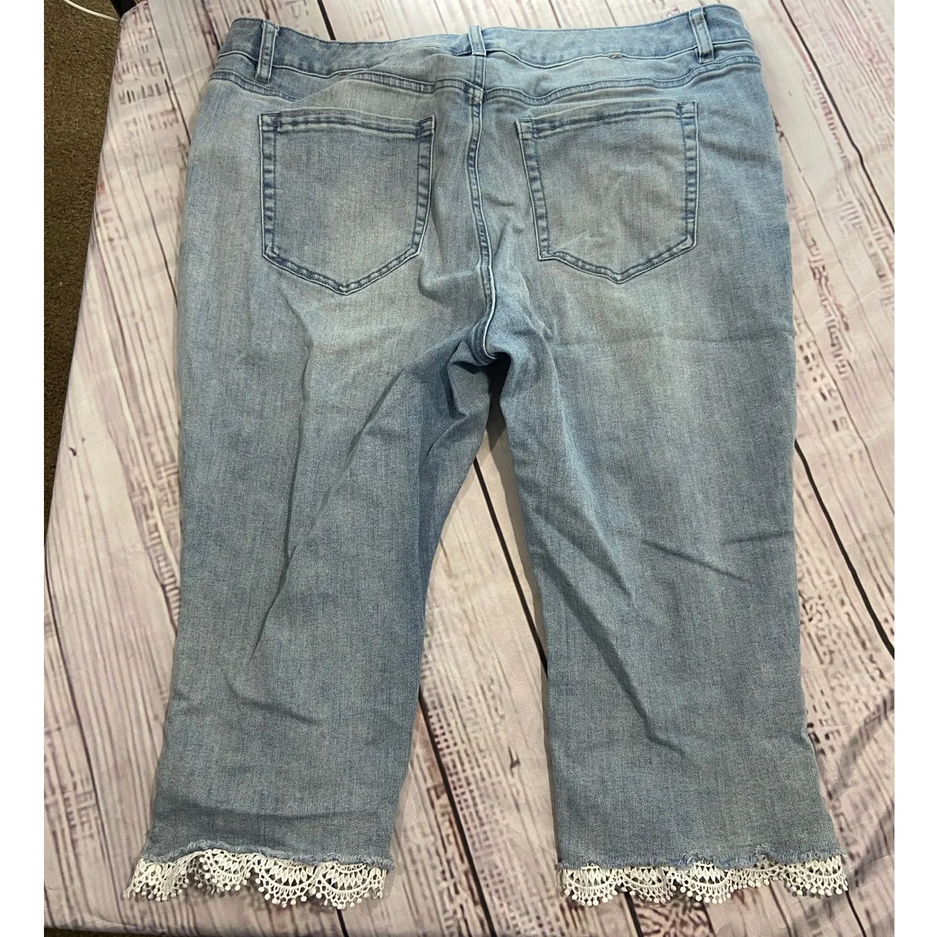 Lane Bryant Pedal Jeans Womens 20 Lace Cuff Cotton Blend 5 Pocket Mid Rise - Image 3