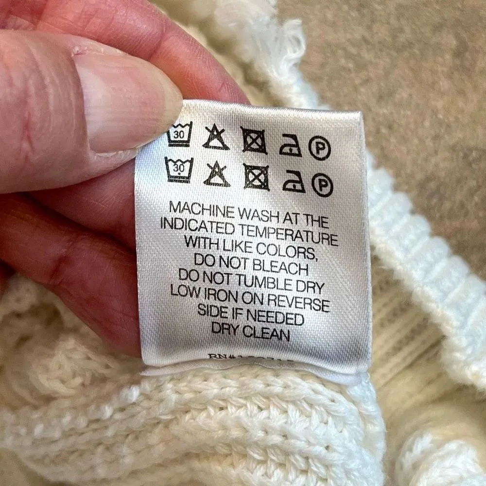 Ser.O.Ya Cream Devin Oversized Distressed Sweater Front Pocket Small White - Image 12