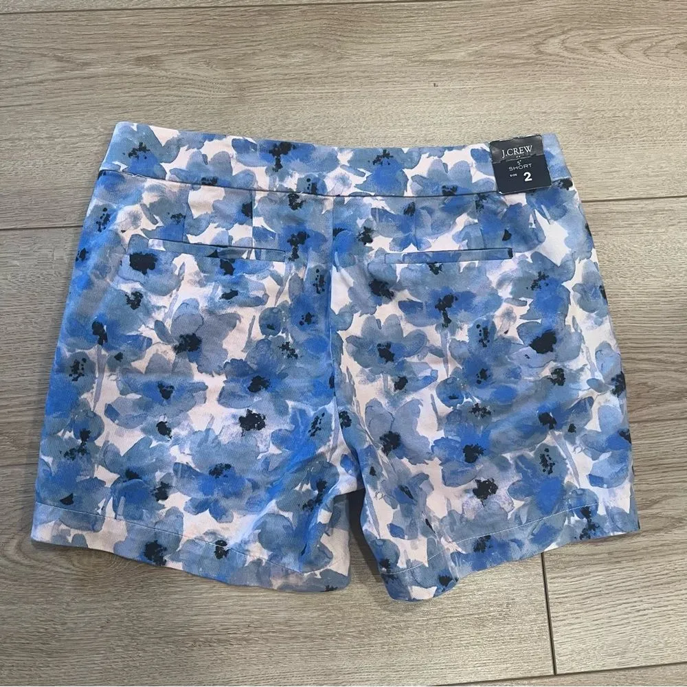 NWT J. Crew 5” Printed Chino Short Blue Pink Watercolor Floral Size 2 - Image 5