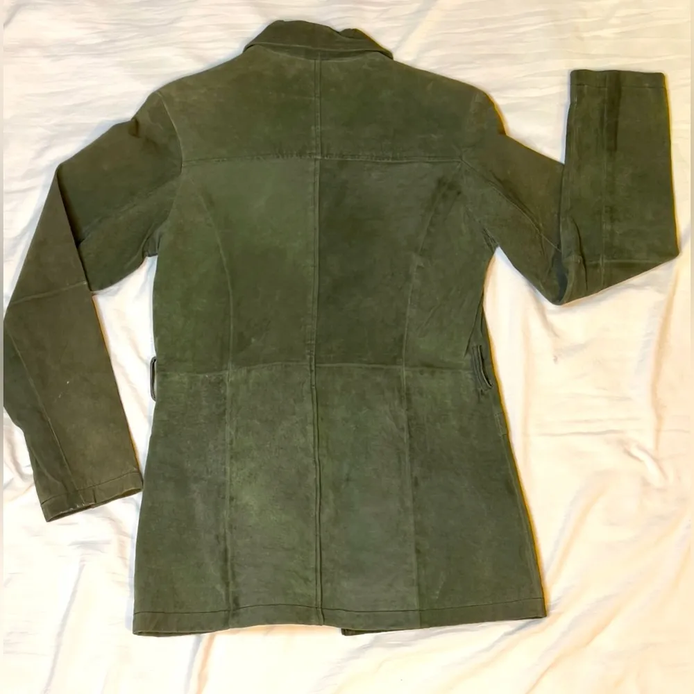 Helium genuine leather green suede outerwear Small NWOT - Image 7