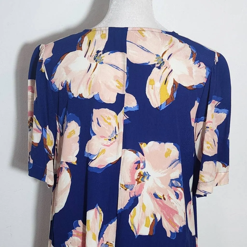 a new day Blue Floral Mini Shift Dress with Ruffle Hemline Size Small Easter Dre - Image 6