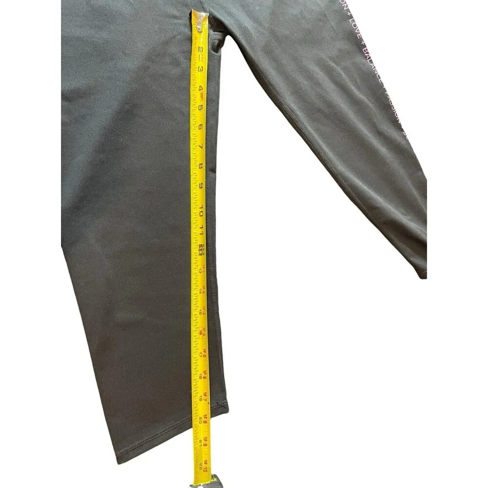 Fablectics Cropped Inspirational Wording Black Leggings XL - Image 11