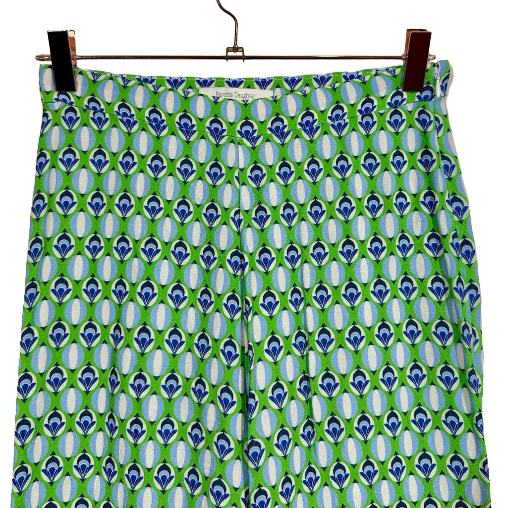 Favorite Daughter The Friday Pant High Rise Wide Leg in Retro Mosaic Print Green Size 2 - Image 7