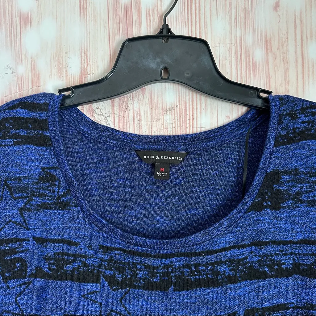Rock & Republic Blue Stars And Stripe Rolled Sleeve T Shirt - Image 3