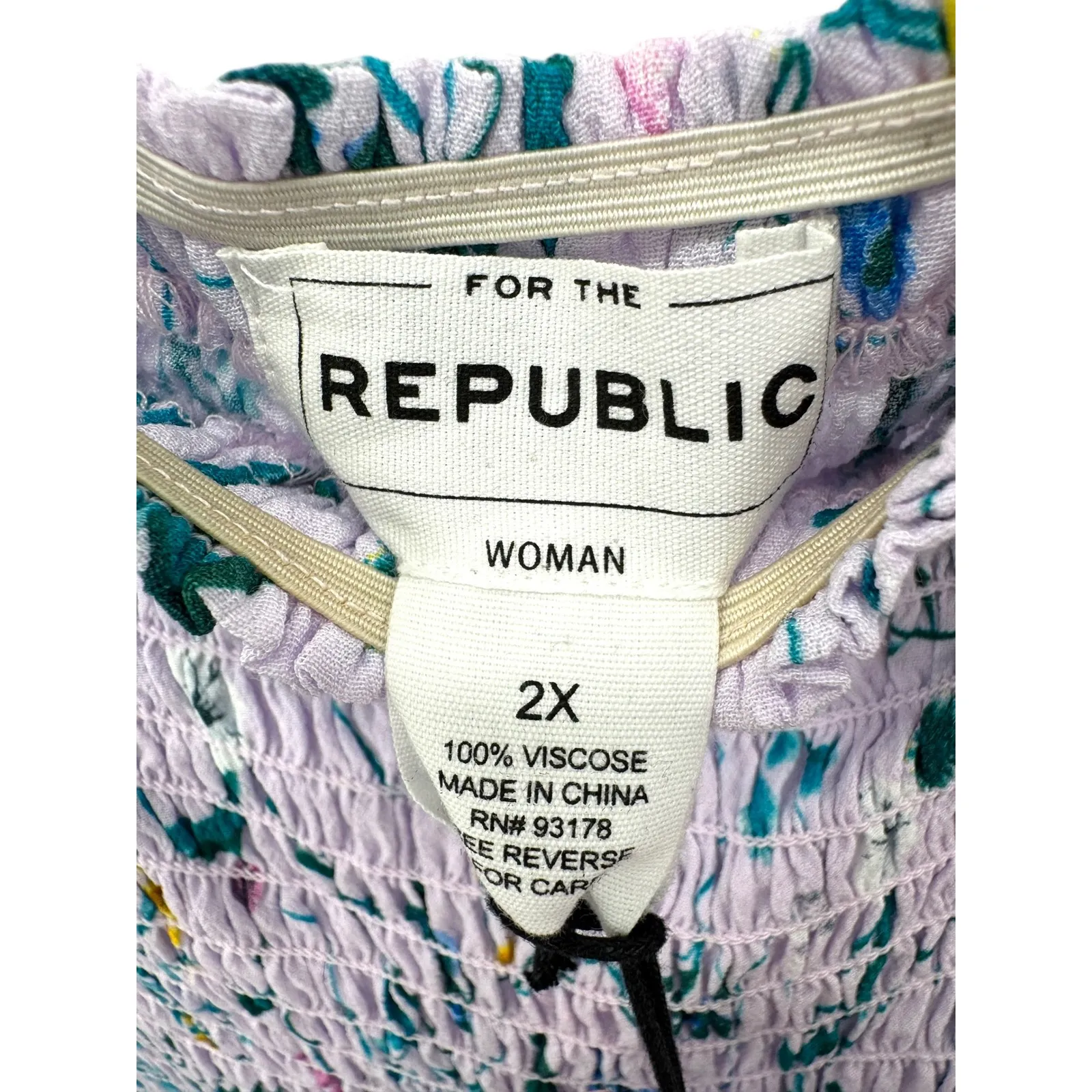 For The Republic Woman 2X Floral Smocked Off Shoulder Jumpsuit NWT Cottagecore - Image 7