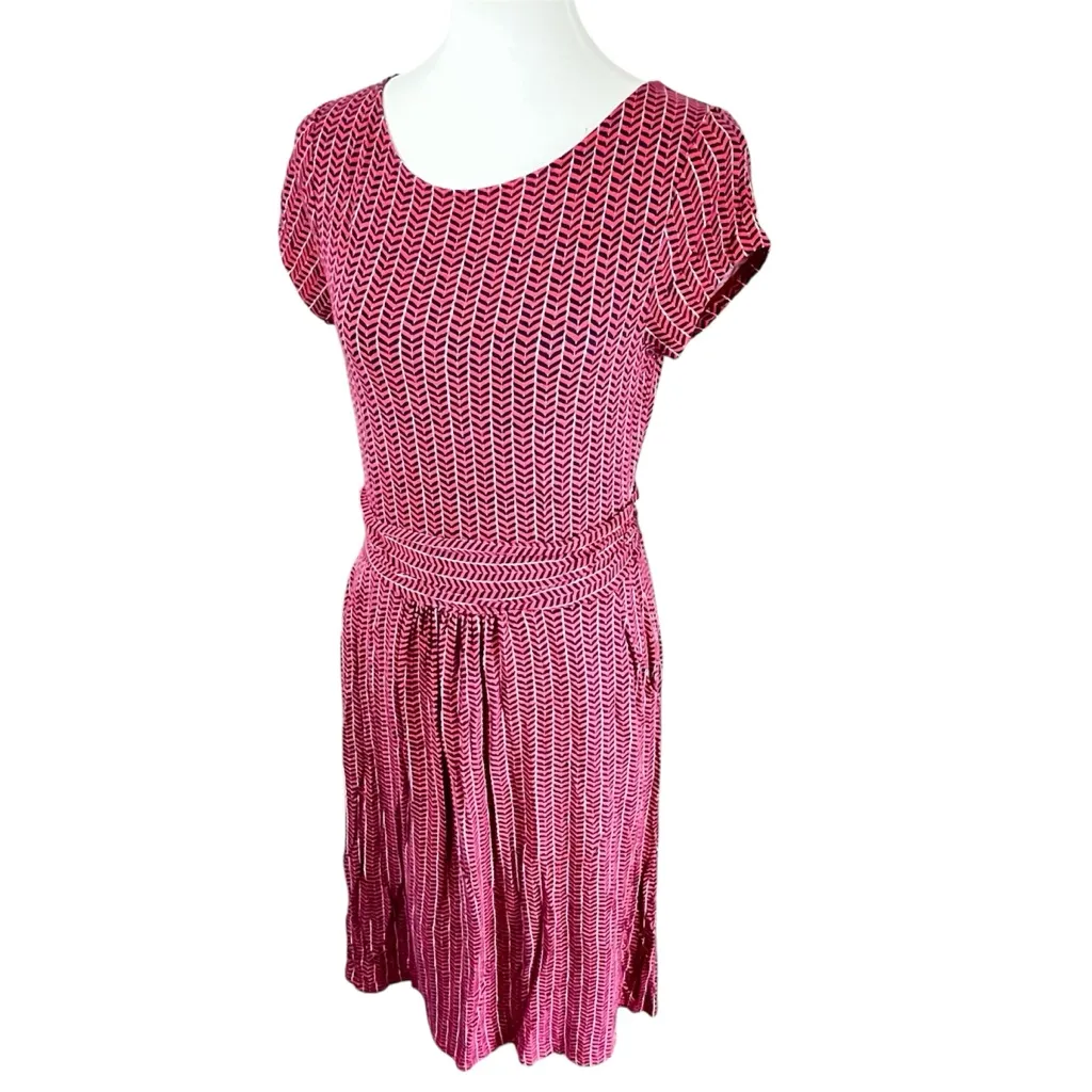Boden Amelie Jersey Knit Red Patterned Dress Size 8 - Image 6