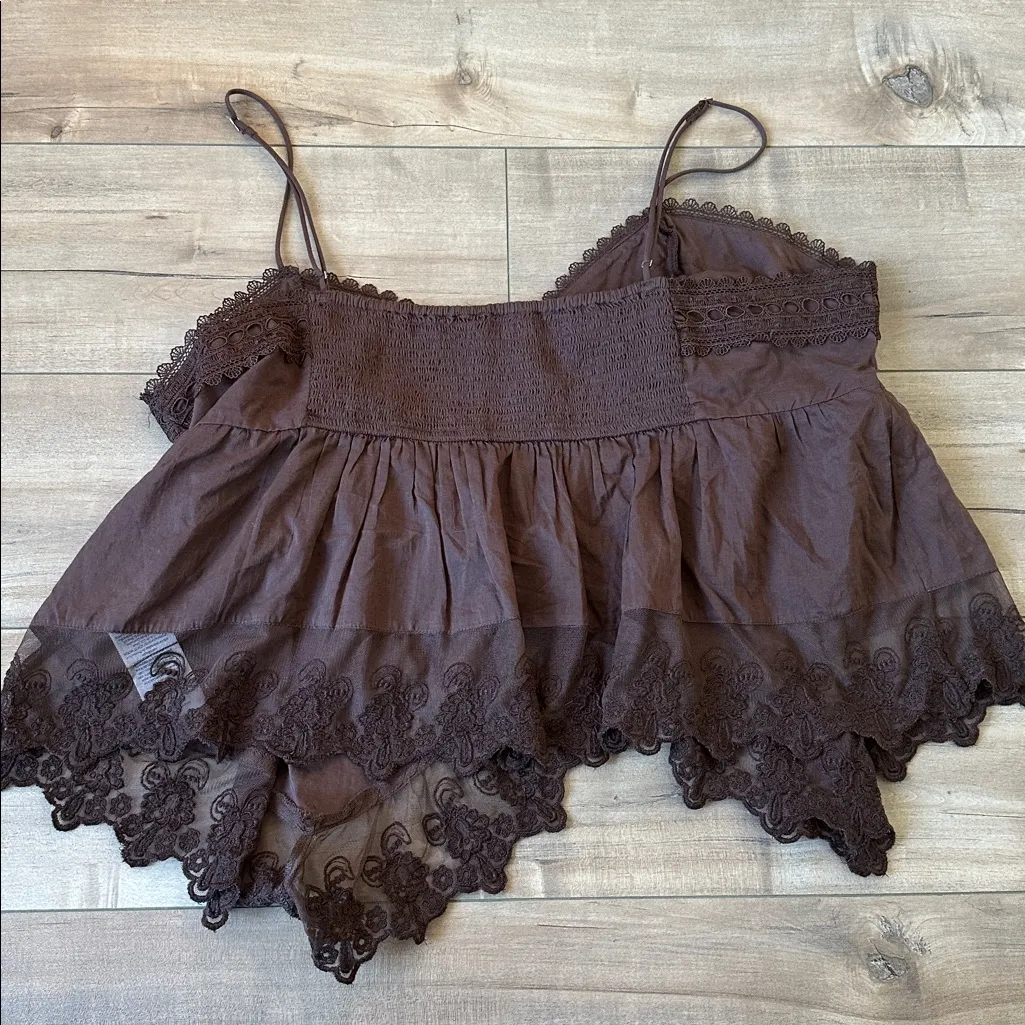 Abercrombie & Fitch Babydoll Lace-Trim Cami Brown Chestnut Sz XL - Image 11