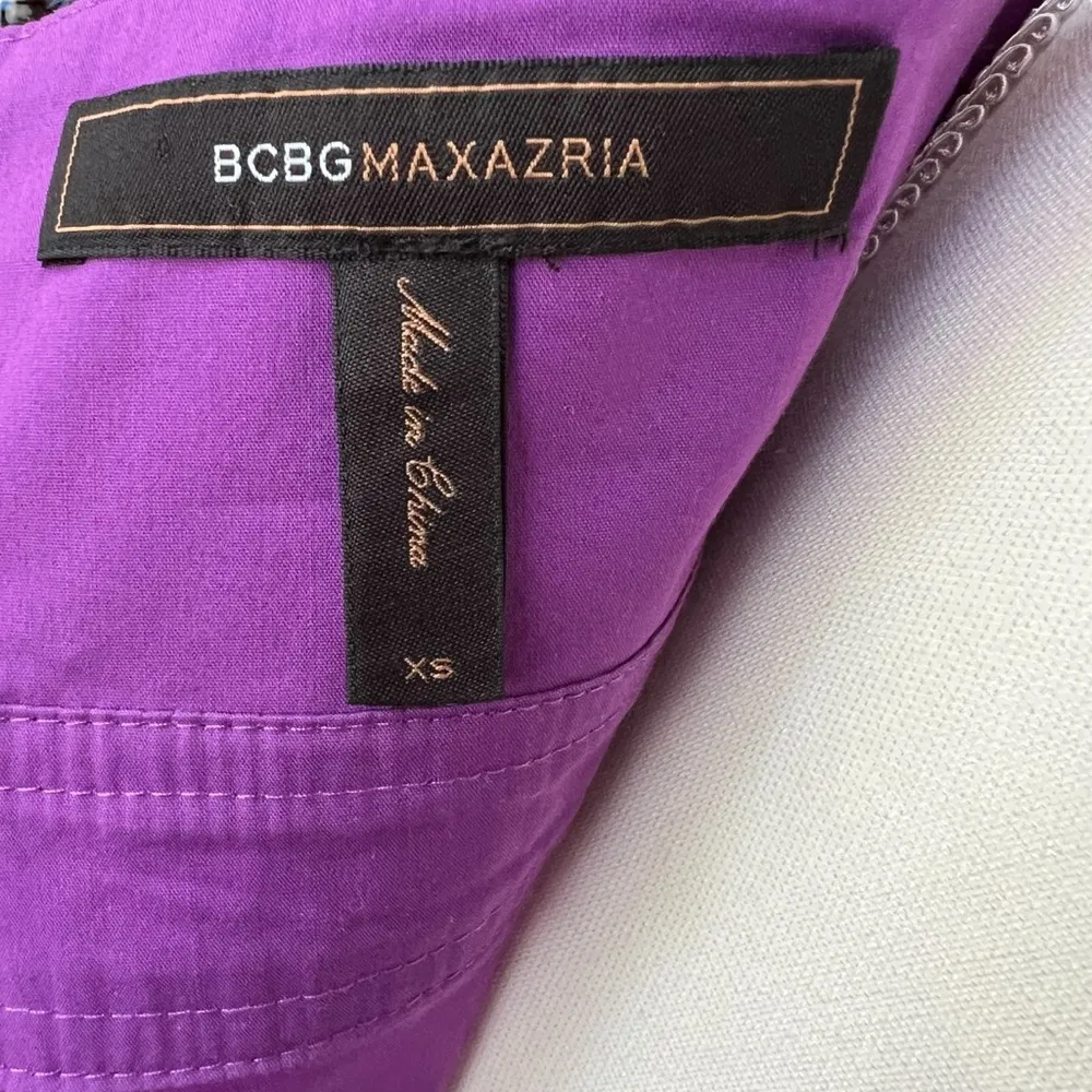Y2K BCBGMaxAzria Purple Bow Dress with Pockets gunmetal zipper size XS - Image 4