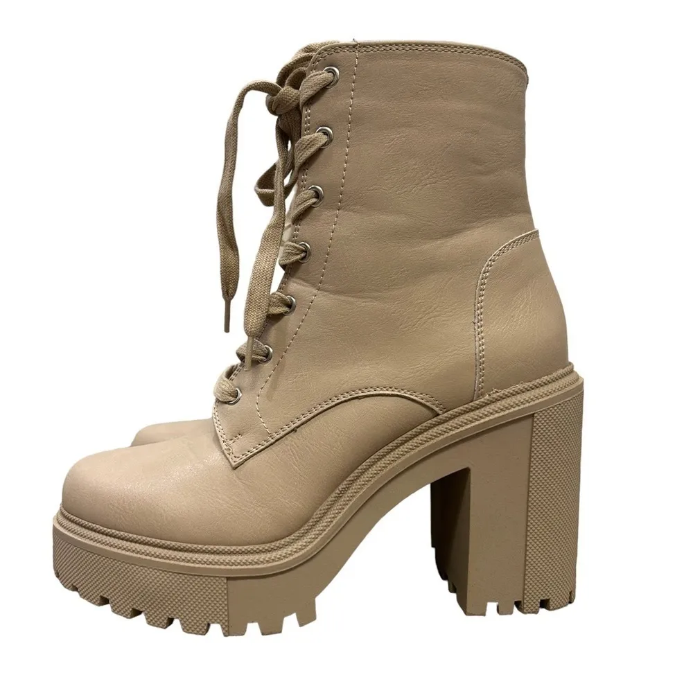 MADDEN Girl “Rover” Block Heel Boots, Putty Beige Color, Women’s Size 9.5 M NIB - Image 5