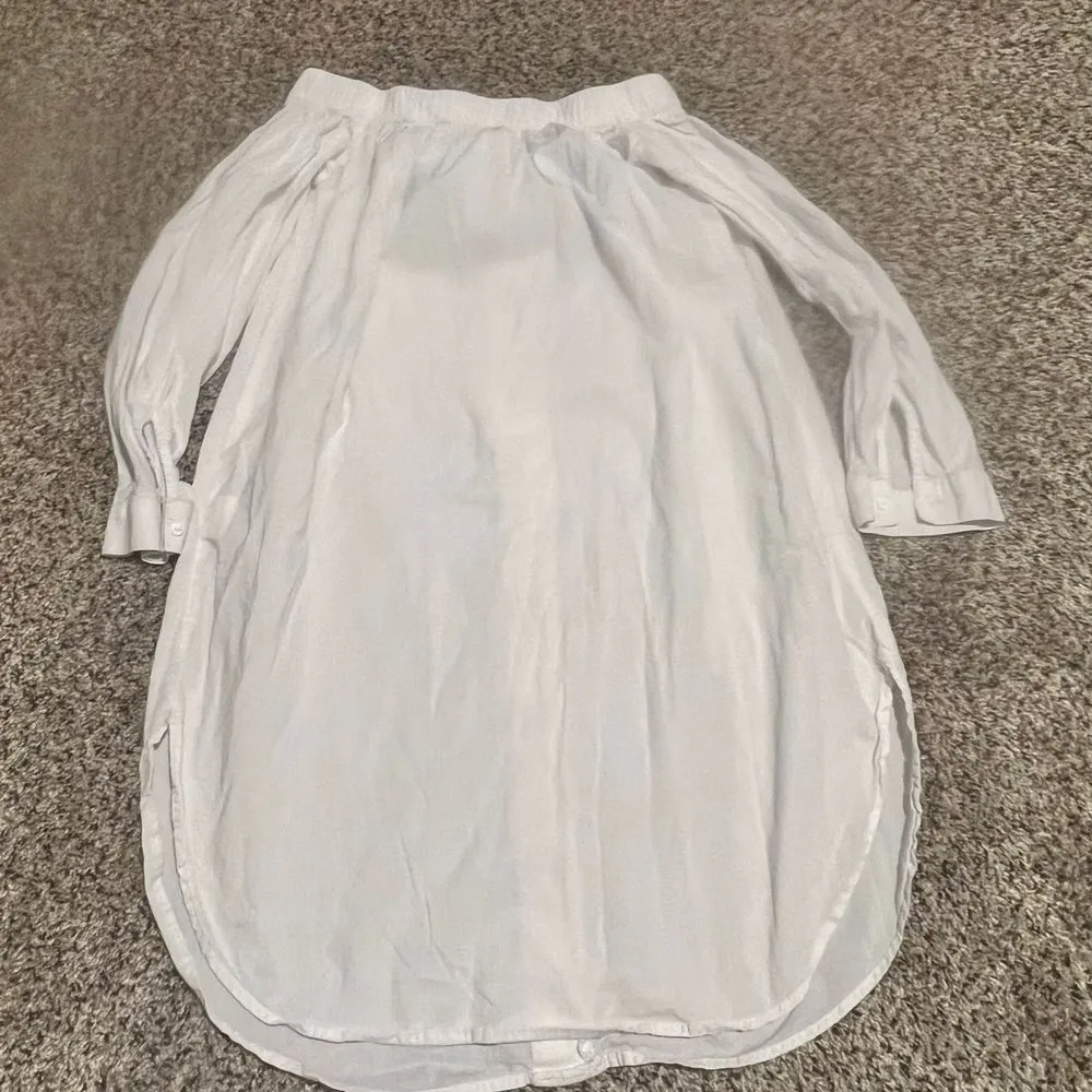 H&M Classic White Off-Shoulder‎ Button Down Tunic Dress Size 4 - Image 4