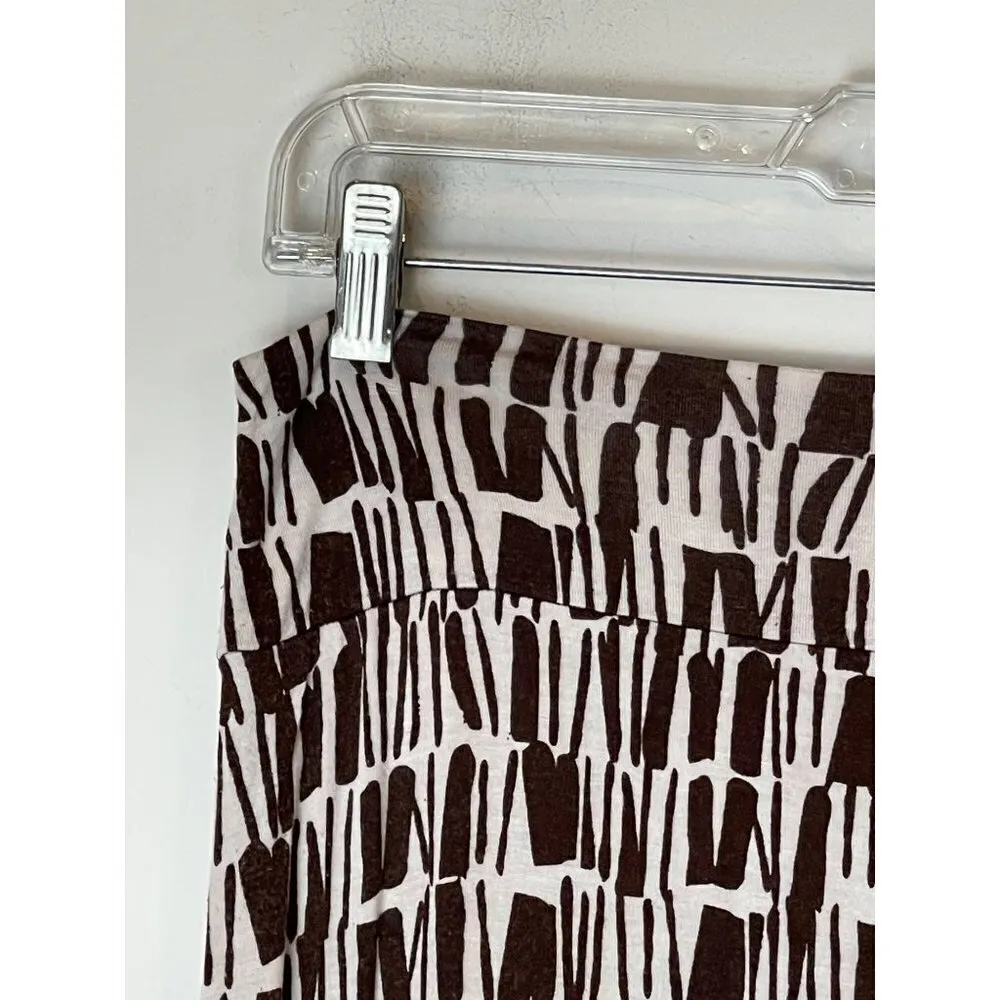 Krimson Klover‎ Brown And Ivory Geometric Print Jersey Knit Midi Skirt M Size M - Image 3