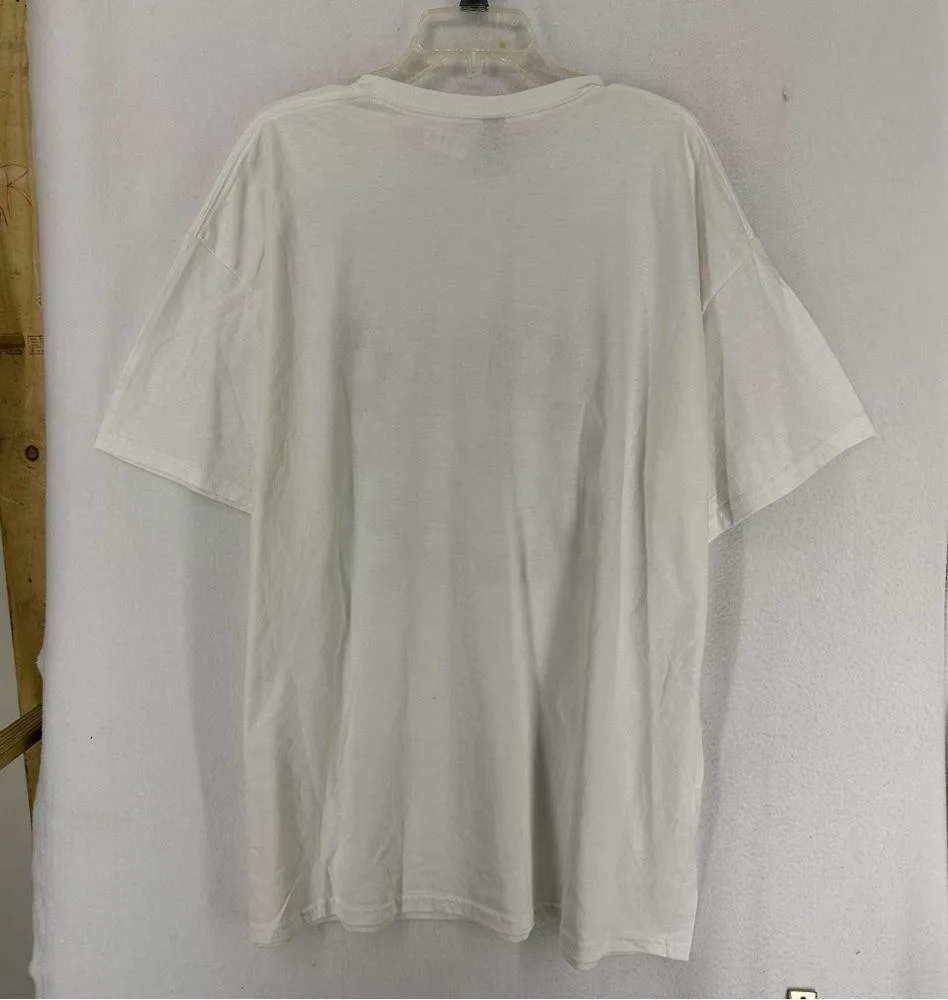 Smiley Face Checkered Santa Hat Graphic T Shirt Womens 2XL White Red Size 2X - Image 8