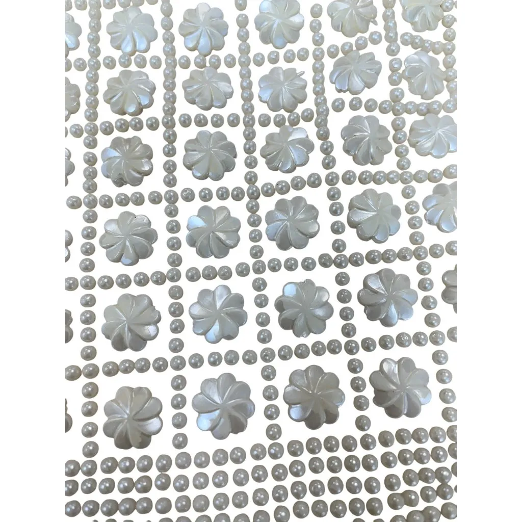 Vintage Honk Kong Pearl Flower Beaded Evening Clutch Purse SKU 9477 White - Image 3