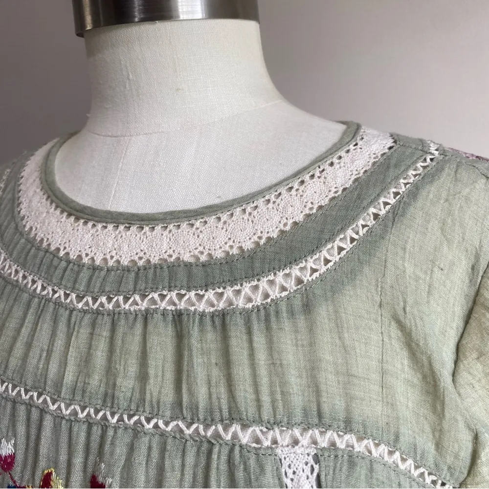 Umgee Embrodiered Olive Short Sleeve Tunic Dress - Image 6