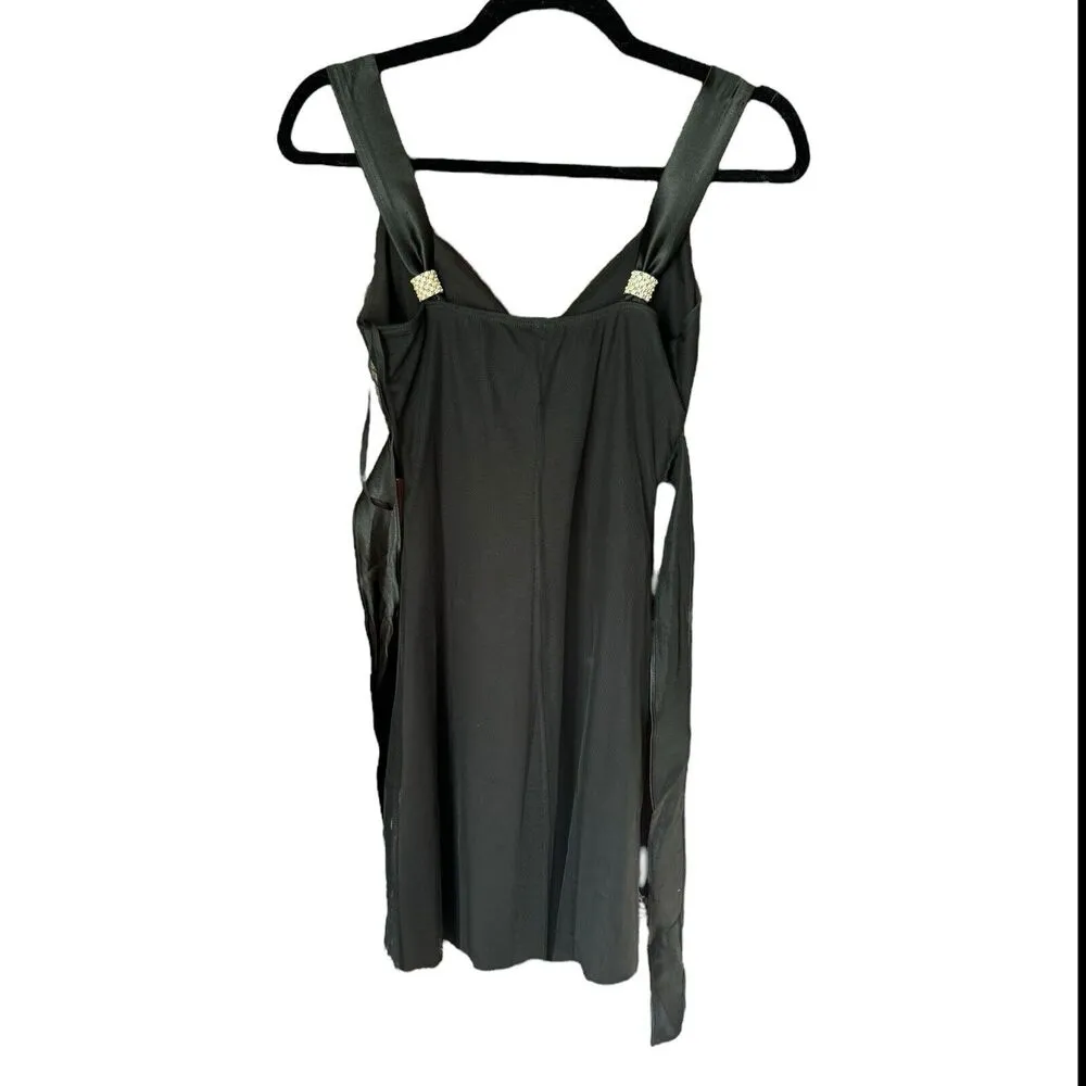 Taboo Black Empire Waist Chiffon Beaded Knee Length Dress Small Whimsygoth Y2K - Image 3