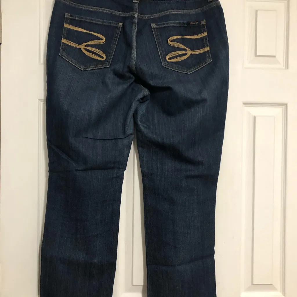 Seven7 medium‎ wash jeans flare style women’s size 14 - Image 4
