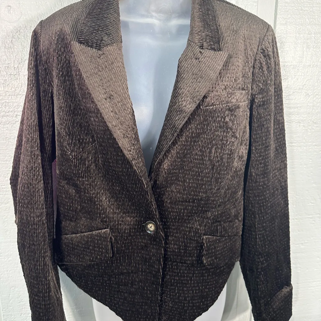 Democracy Brown Casual Women’s Long Sleeve Button Front Blazer Size Small NWT - Image 4