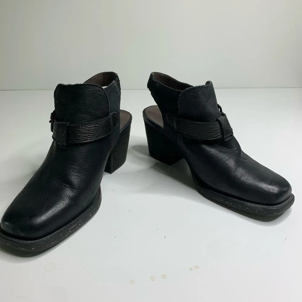 OTBT square toe black leather sling back booties‎ - Image 2