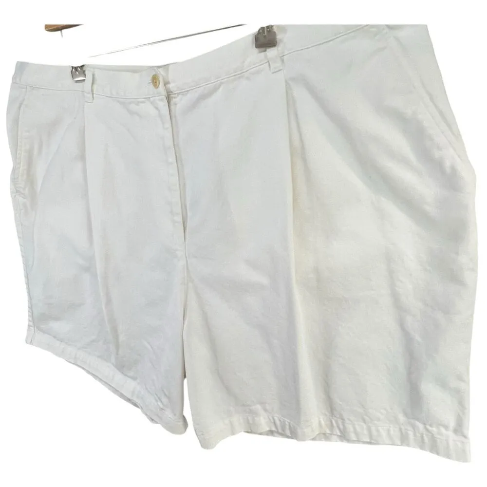 Lauren Ralph Lauren Shorts Womens 22W White Cotton Pleated High Rise Classic - Image 2