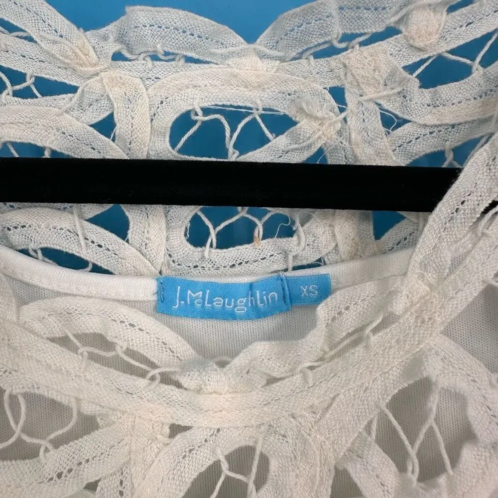 J. Mclaughlin Women's Clarice Lace Cotton Crochet Scallop Blouse White Size XS‎ - Image 4