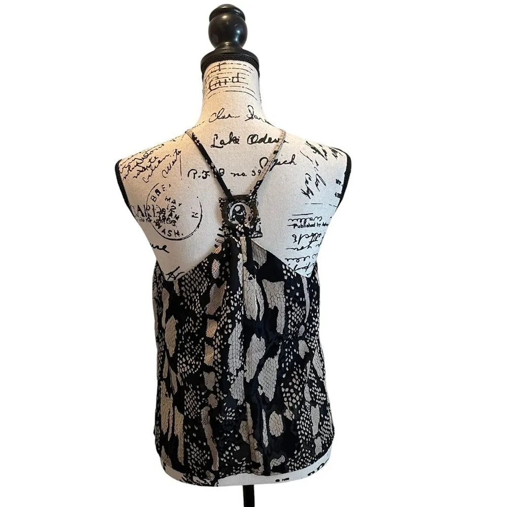 Arzu Sabanci for KOTON Halter Tank Top Black Size 38 XS Small Snakeskin shoulder - Image 4
