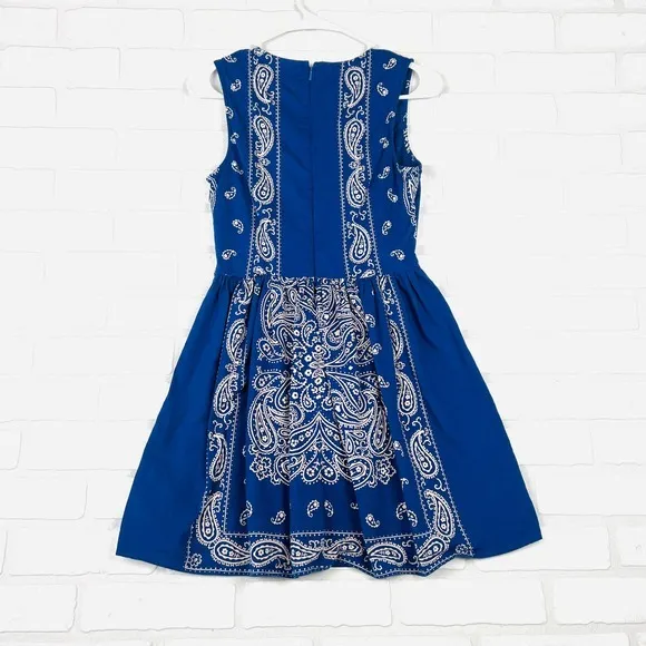 Blue Bandana Print Cutout Waist‎ Sleeveless Mini Dress Topshop Size 4 - Image 8