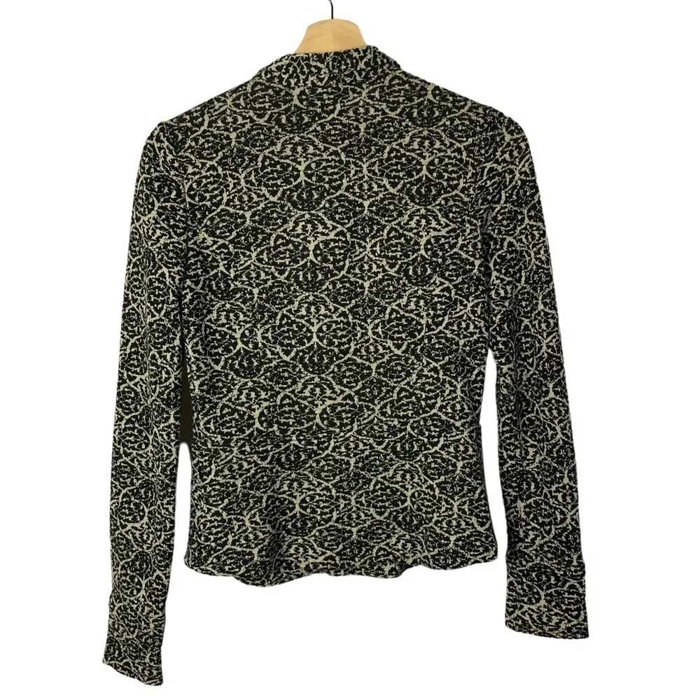 Diane Von Furstenberg Black & Beige Printed Knit Blazer Jacket 4 - Image 2
