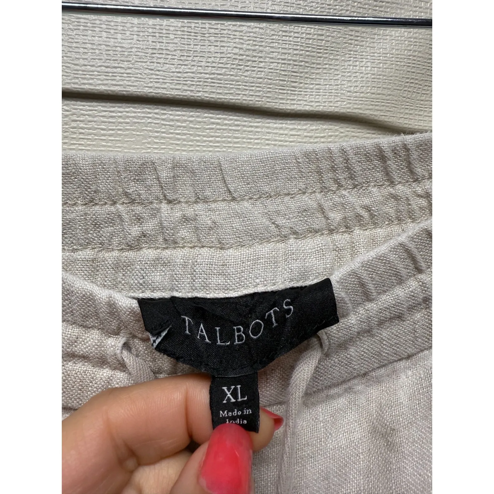 Talbots 100% Linen Pants Womens XL Beige Pull On Lagenlook Coastal‎ Wide Leg - Image 3