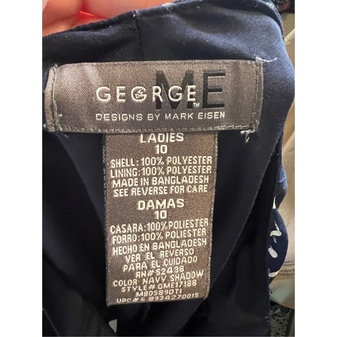 Women’s contemporary navy blue midi skirt with white polkadots ￼ Size 10 - Image 4