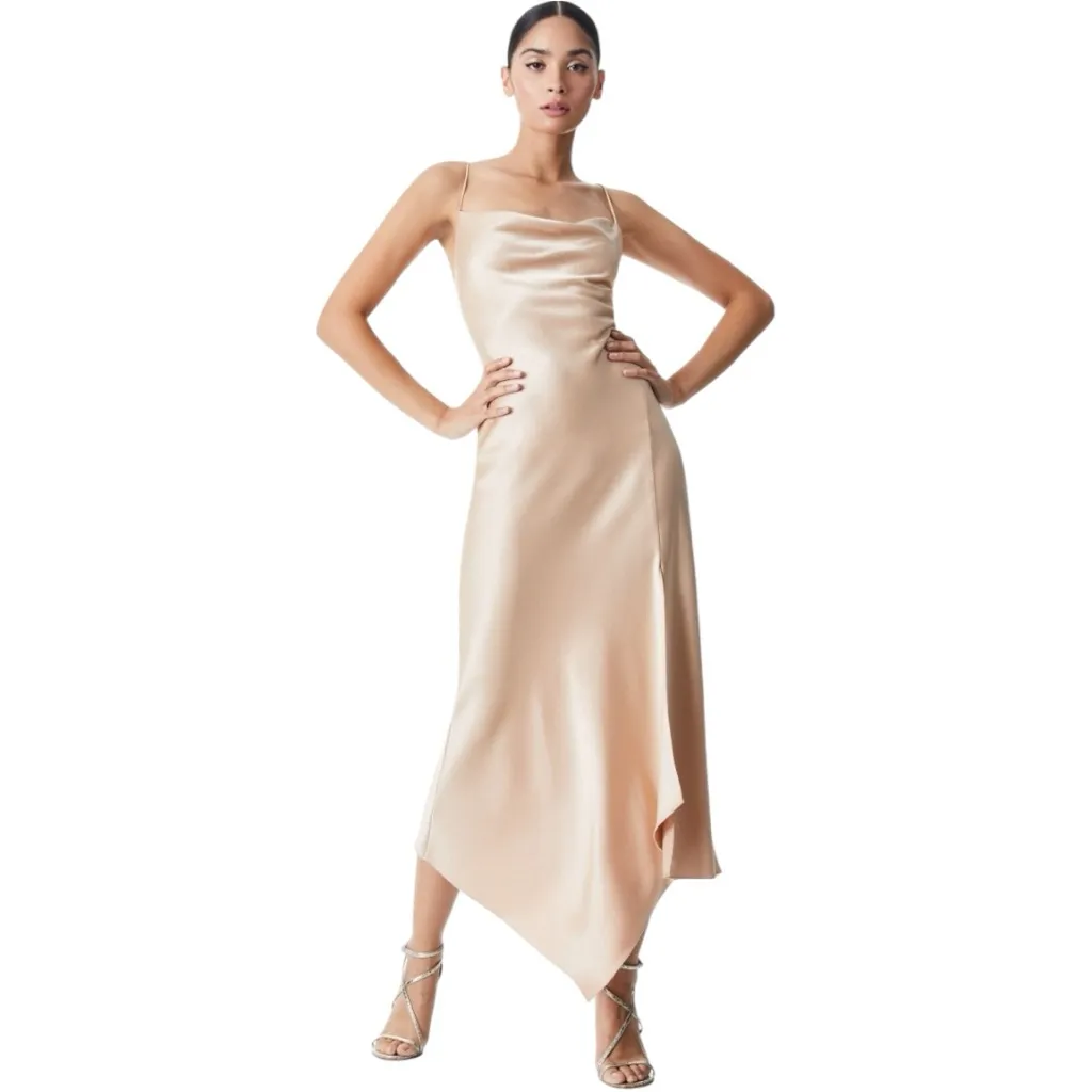 Alice + Olivia Harmony Drapey Slip Dress Size 4 in the color almond NWT - Image 3