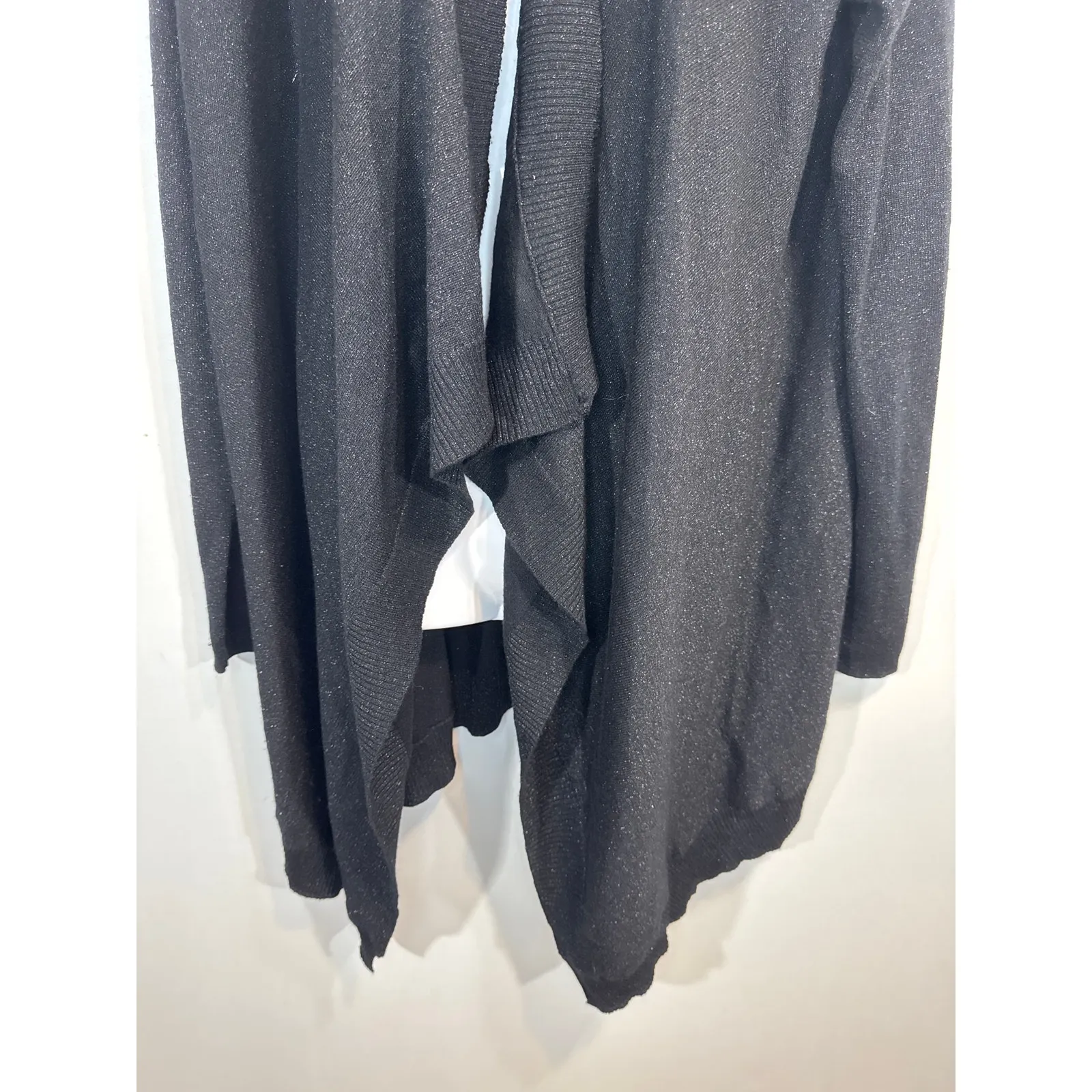 Anthropologie Velvet Silk BLEND Open Black Glitter Cardigan Womens MED Whimsical - Image 3