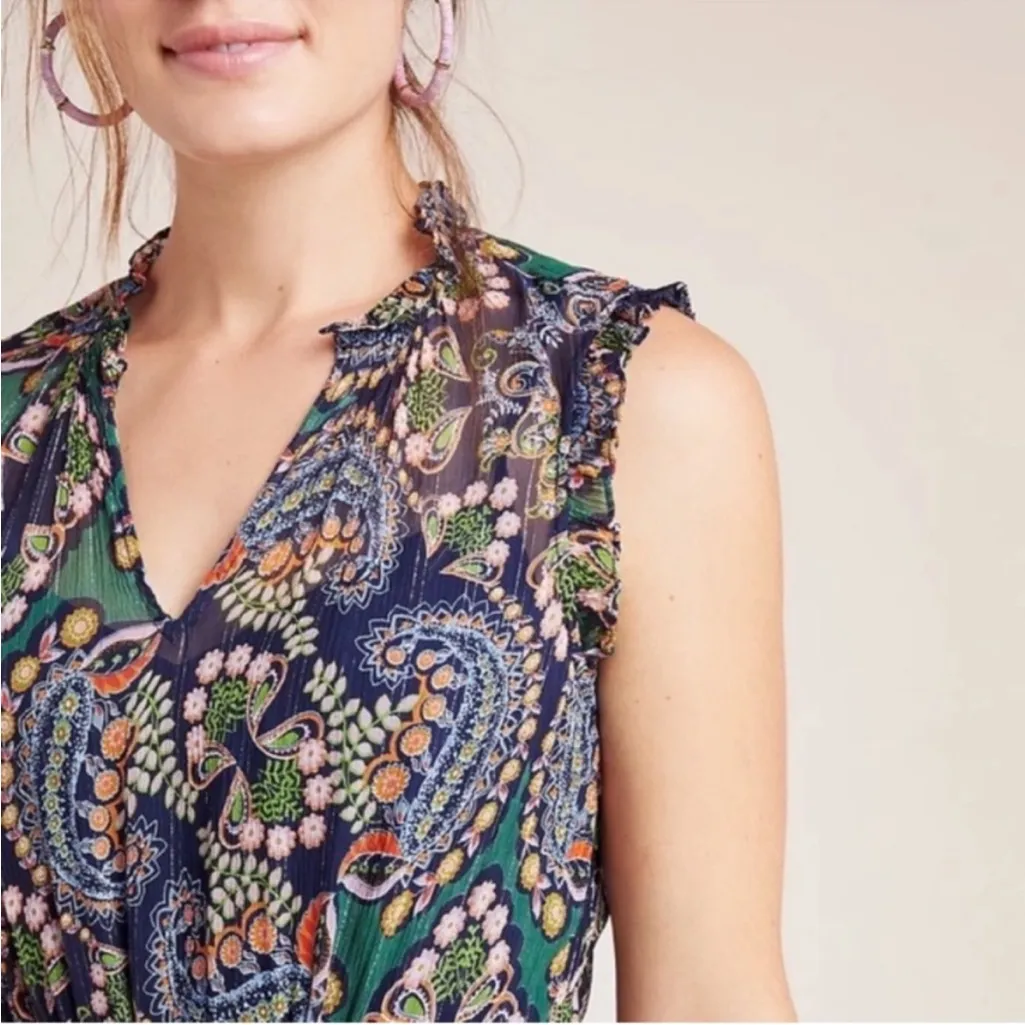 Anthropologie Elmira Metallica paisley midi dress sz 8 - Image 3