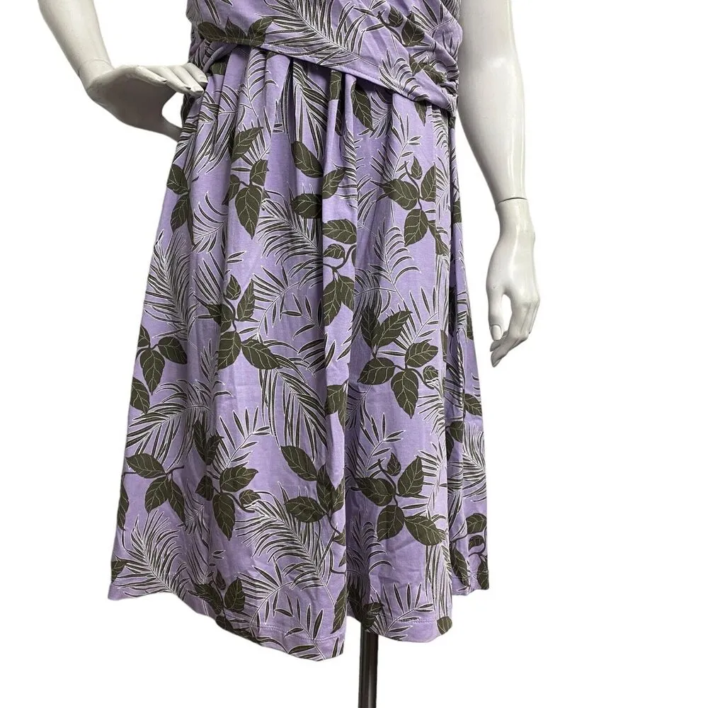 Lands End Womens Dress size Large 14-16 Sleeveless Faux Wrap Dress Purple Floral - Image 7
