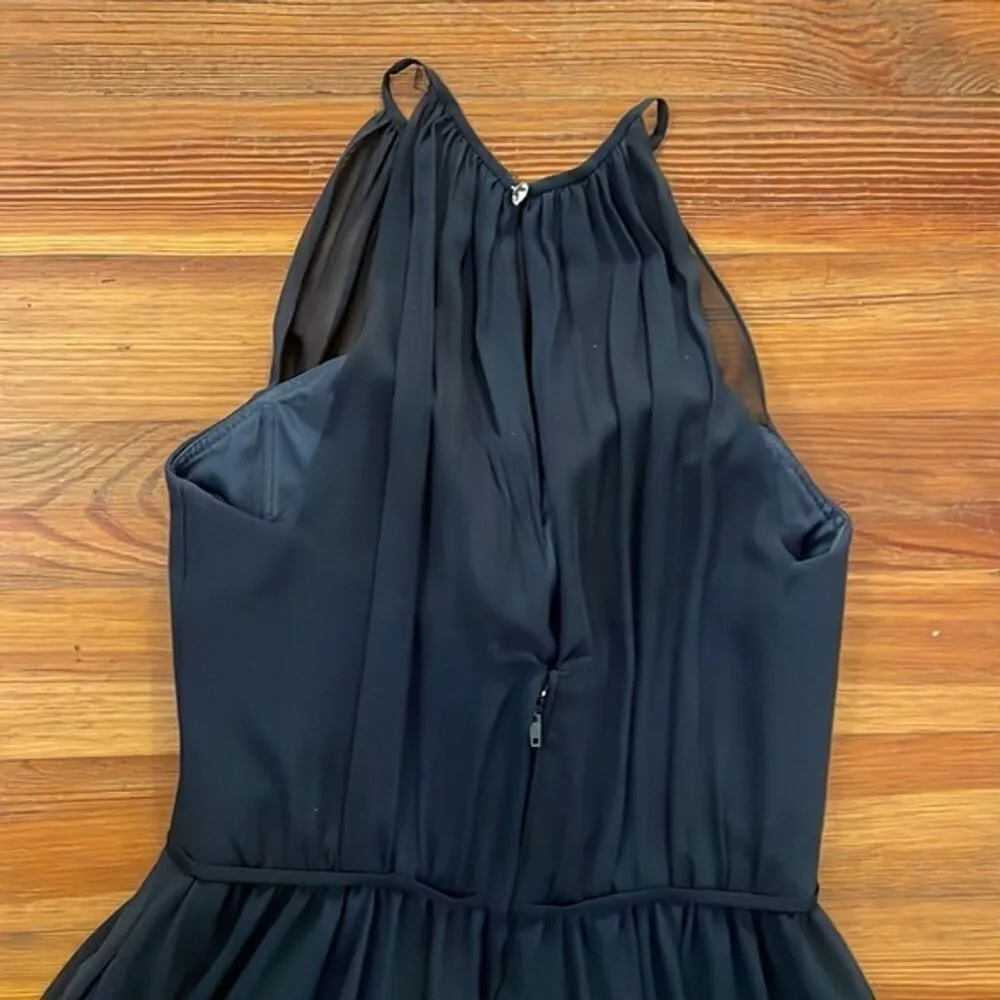 Morilee Madeline Gardner Navy Blue Gown Womens 2 High Halter Chiffon A - Image 10