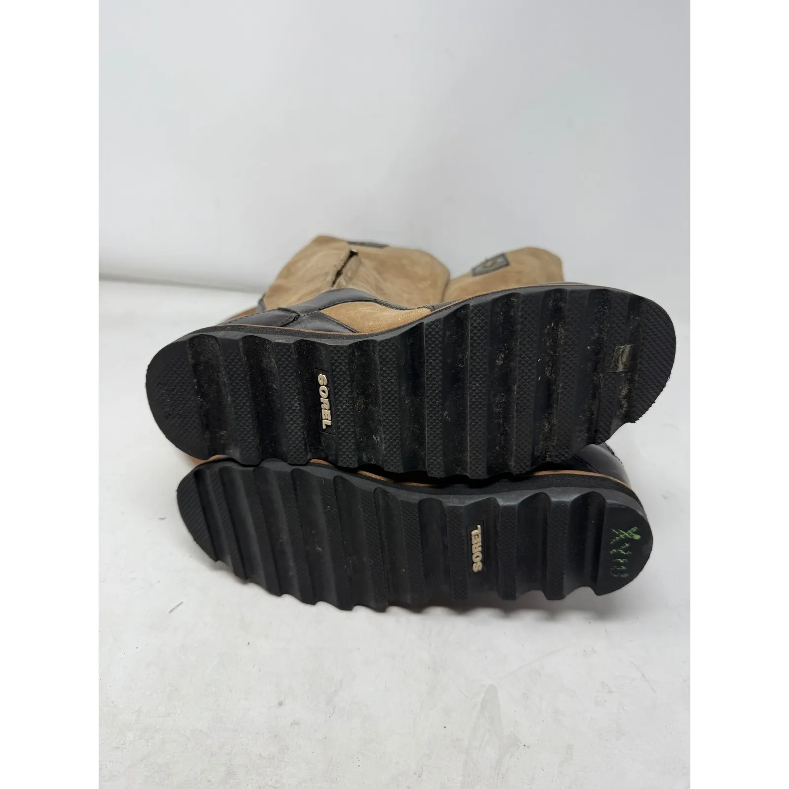 Sorel Womens‎ Tall Riding Boots 7 US 38.5 EU Brown Beige Leather Suede Side Zip - Image 7